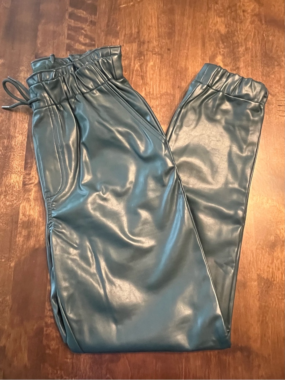 Abercrombie Faux Leather Jogger Pants, Green XS